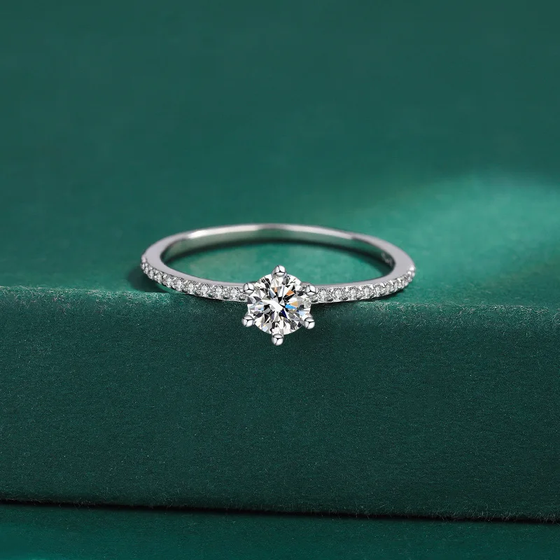 JoiasHome 925 Sterling Silber Moissanit-Ring für Damen, 4,5 mm, minimalistischer Sternenhimmel-Schmuck, Geschenk zur Verlobung – Detail 6
