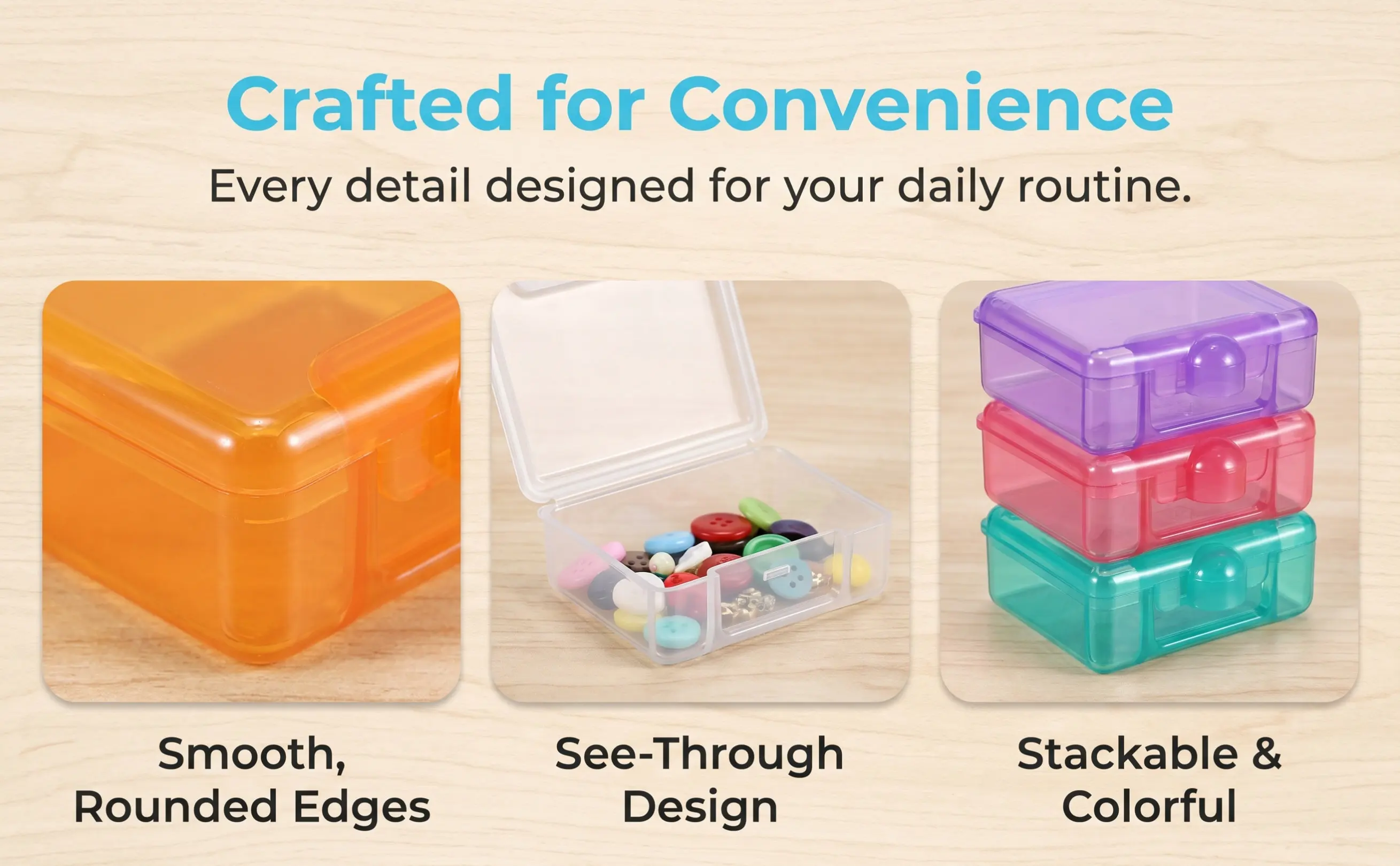 8pcs Pill Organizer Box – Portable Travel Vitamin & Medication Storage Container with Tight Seal, Multi-Color
