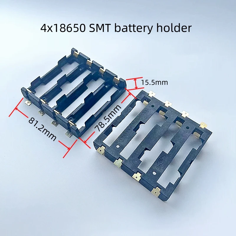 Caja de batería chapada en oro con parche SMT SMD, soporte de batería ignífugo, se puede conectar en serie y paralelo, 1/2/3/4x18650