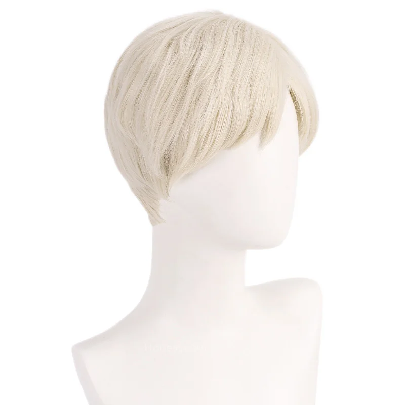 Cream Color Barbie Leading Man Ken Cosplay Hair Short Wig for Hero Anime Sythetic