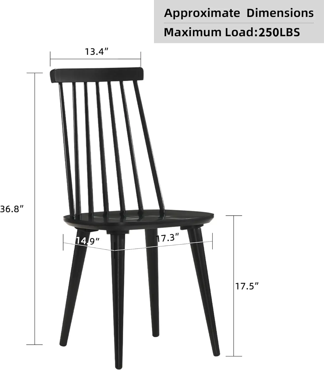 Dining Chairs Set of 4 Wood Dining Room Chair Black Spindle Side Kitchen Room Country Farmhouse Chairs Black