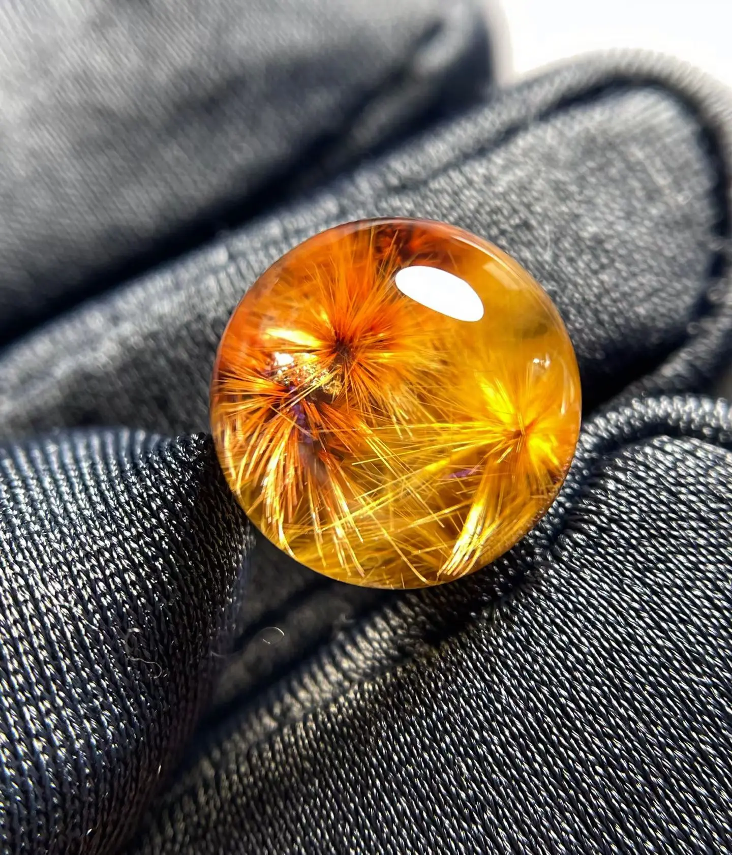 Natural Copper Rutilated Quartz Pendant 11.3mm Sphere Ball Rutilated Quartz Flower m Men Women Brazil AAAAAAA