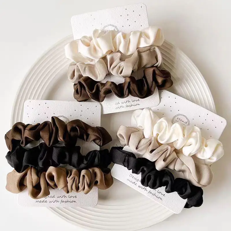 

3PCs Satin Scrunchies for Women Solid Color Hair Ties Elegant Ponytail Holder Rubber Band Elastic Hair Band Hair Accessories