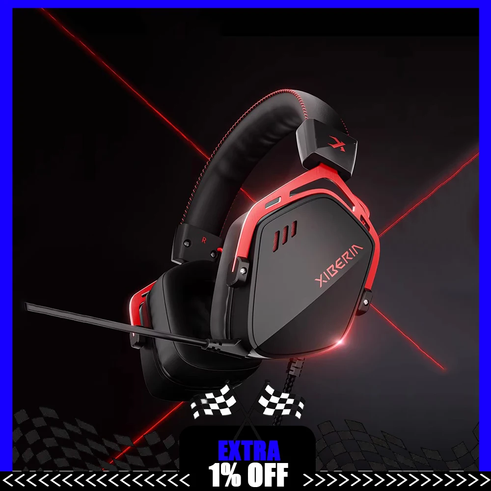 XIBERIA K03 Headphones Hi-Res Gold Standard Authentication CM6646X1 Chip Gaming Earphone 7.1 Surround Sound PC Gamer