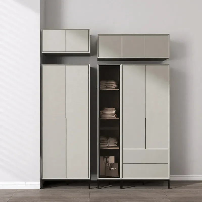 Solid Wood Wardrobe Bedroom Storage Cabinet Modern European Style Pine Board ENF Grade Finished Coat Closet Home Furniture