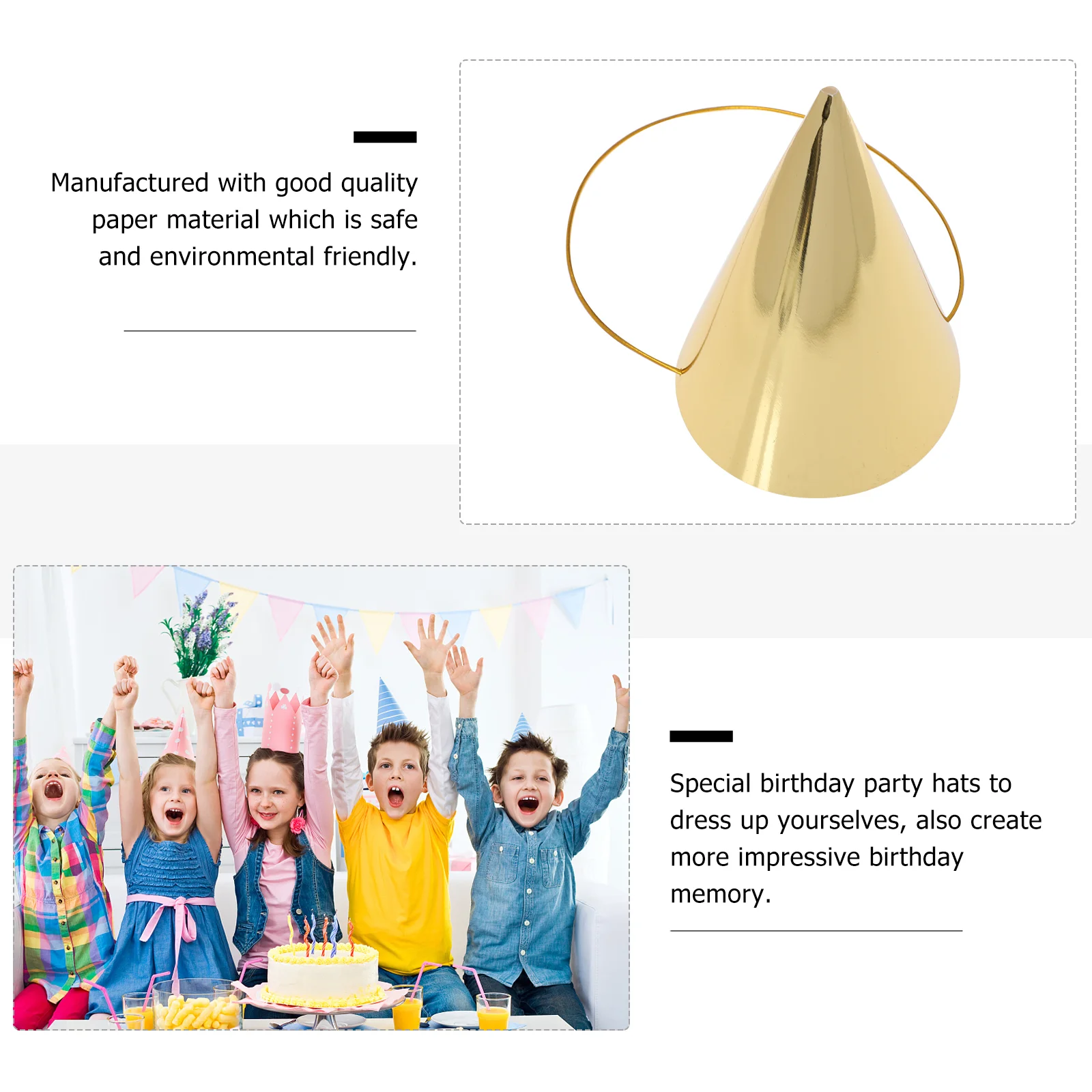 8 piezas de sombreros de fiesta dorados, accesorios para el cabello de cumpleaños para ocasiones especiales, regalos de cuerda
