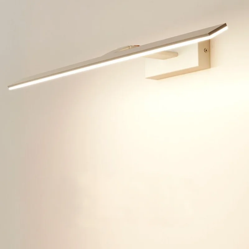 Modern Brief White Led Wall Light For Bathroom Mirror Non Perforated Nordic Black Aluminum Wall Sconce Lamp