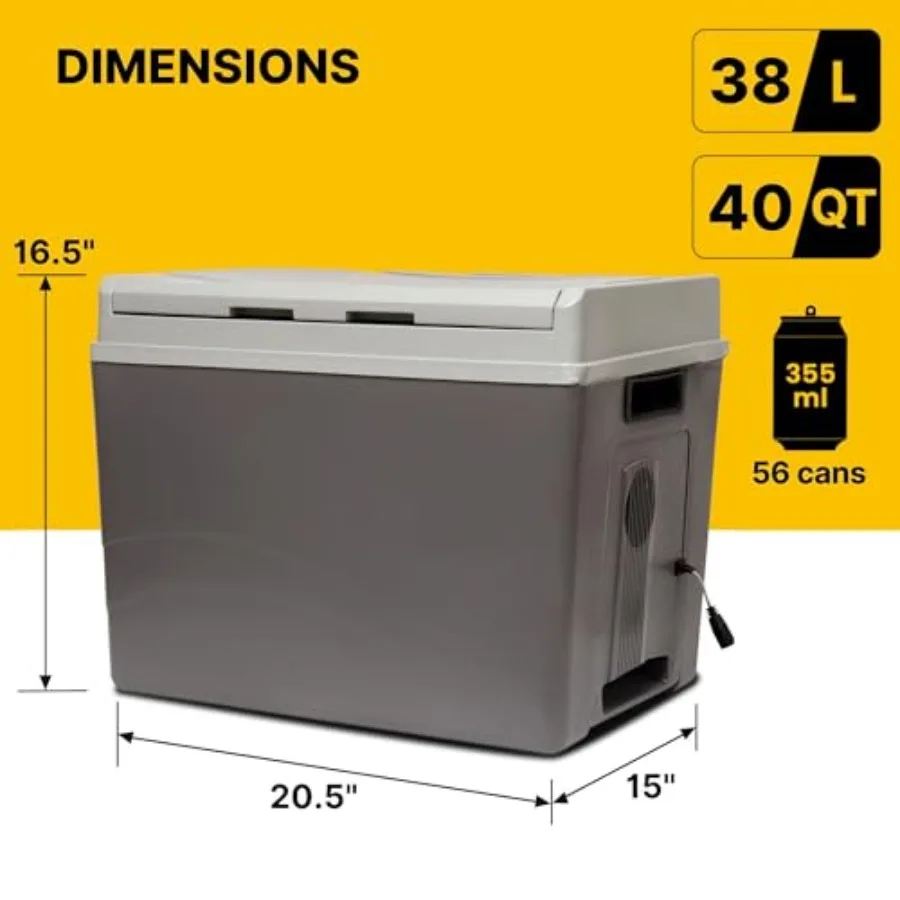 مبرد كهربائي 12 فولت/دفئا 38L 40qt ثلاجة سيارة حرارية مع باب عكسي للعمل والسفر شاحنة مركبة RV 12 فولت تيار مستمر #2