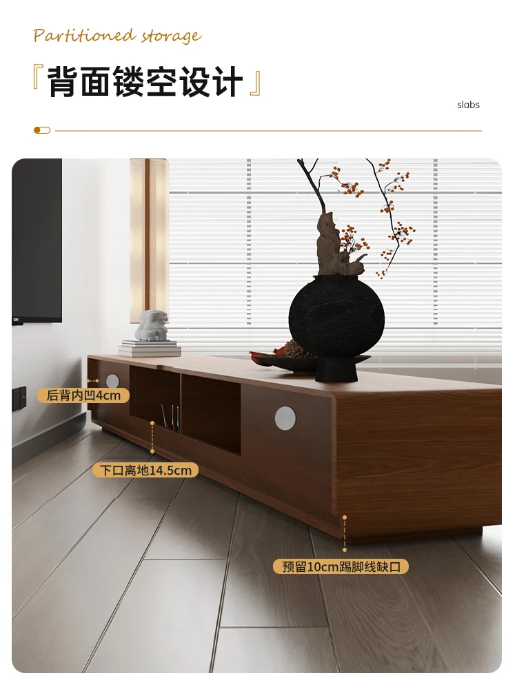 خزانة تلفزيون من الأرض إلى السقف، طاولة قهوة، مجموعة غرفة المعيشة، المنزل، لون جوز شمالي عتيق بسيط #3