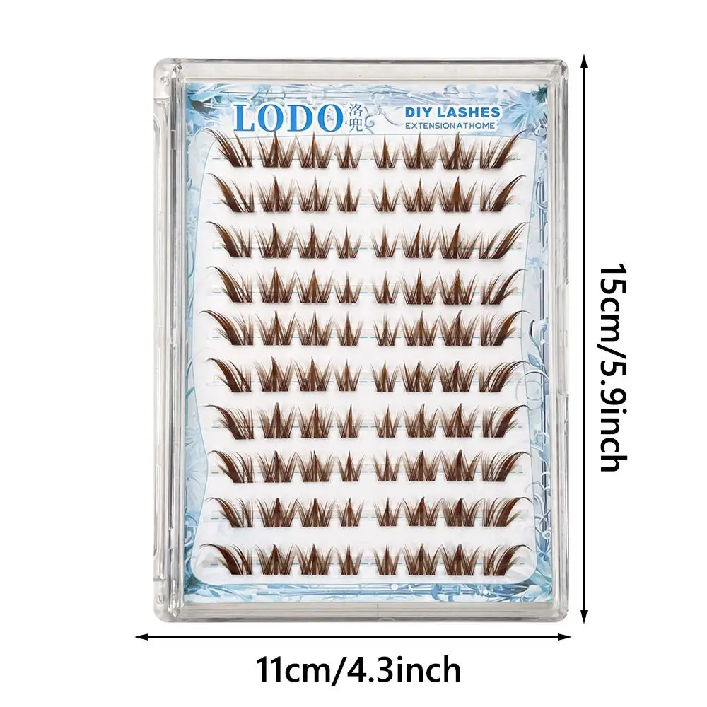 80 Pcs 자연 접착제가없는 거짓 속눈썹 캐러멜 브라운 폭스 & 개 스타일 개별 속눈썹 여성을위한 자체 접착 애니메이션 속눈썹