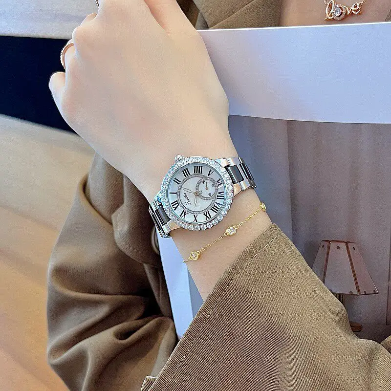 

New Stylish And Elegant Women'SWatchTrendy Casual DesignStainless Steel Strap High-QualityTimepieceFashionable Quartz Wristwatch