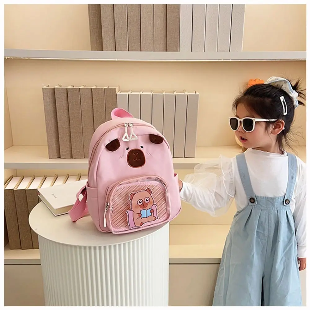 New Nylon Capybara Backpack Large Capacity Capybara Schoolbag Waterproof Lightweight Bookbags School Office