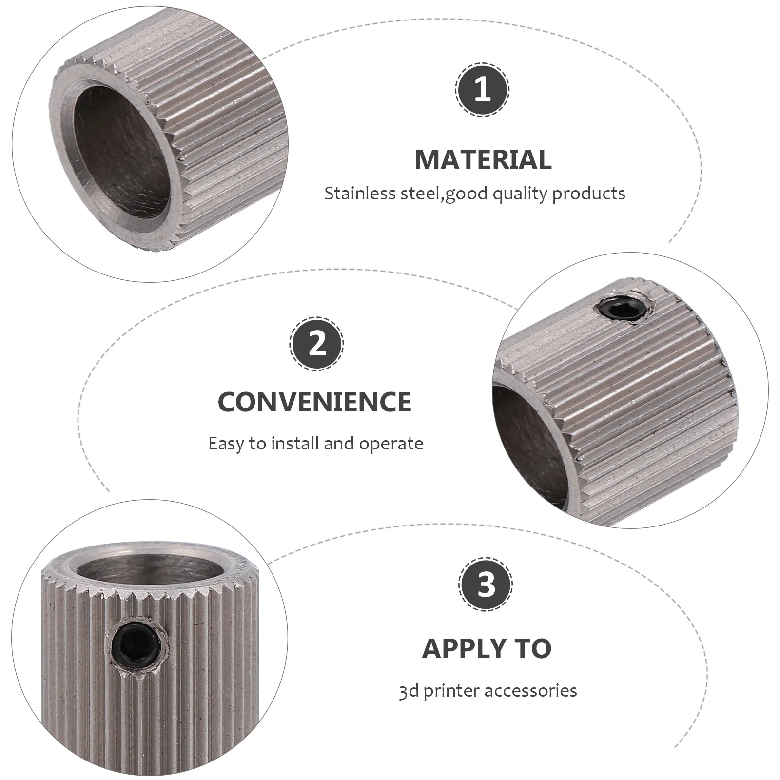 4pcs Inner Hole Reducer Extruder Feeding Wheel For 3D Printer Stainless Steel 40 Teeth 3D Printer Feeding Gear