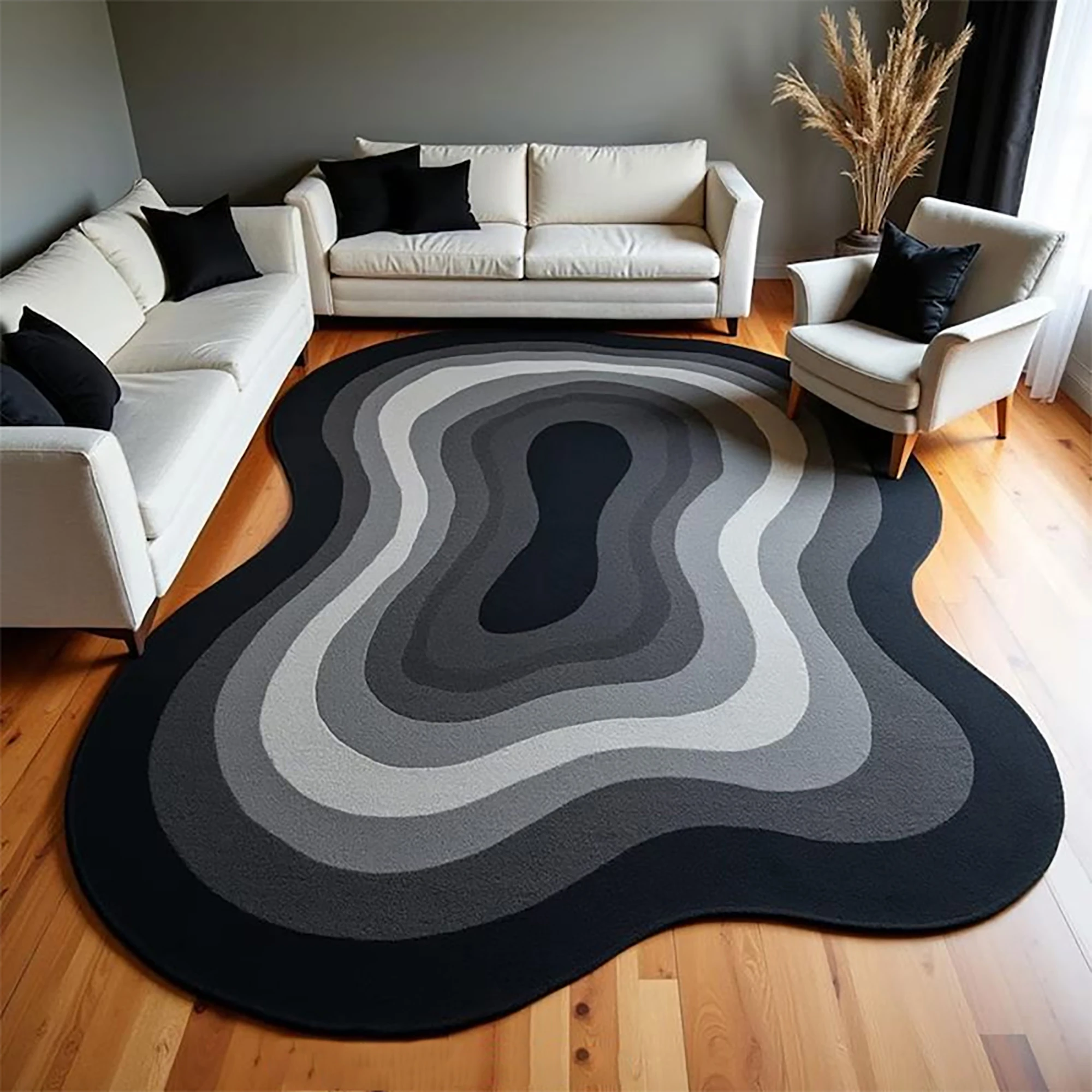 VIKAMA Unregelmäßiger Kunst-Wohnzimmerteppich, rutschfest, bequem, große Fläche, Bodenmatte, Schlafzimmer, begehbarer Kleiderschrank, Heimdekoration