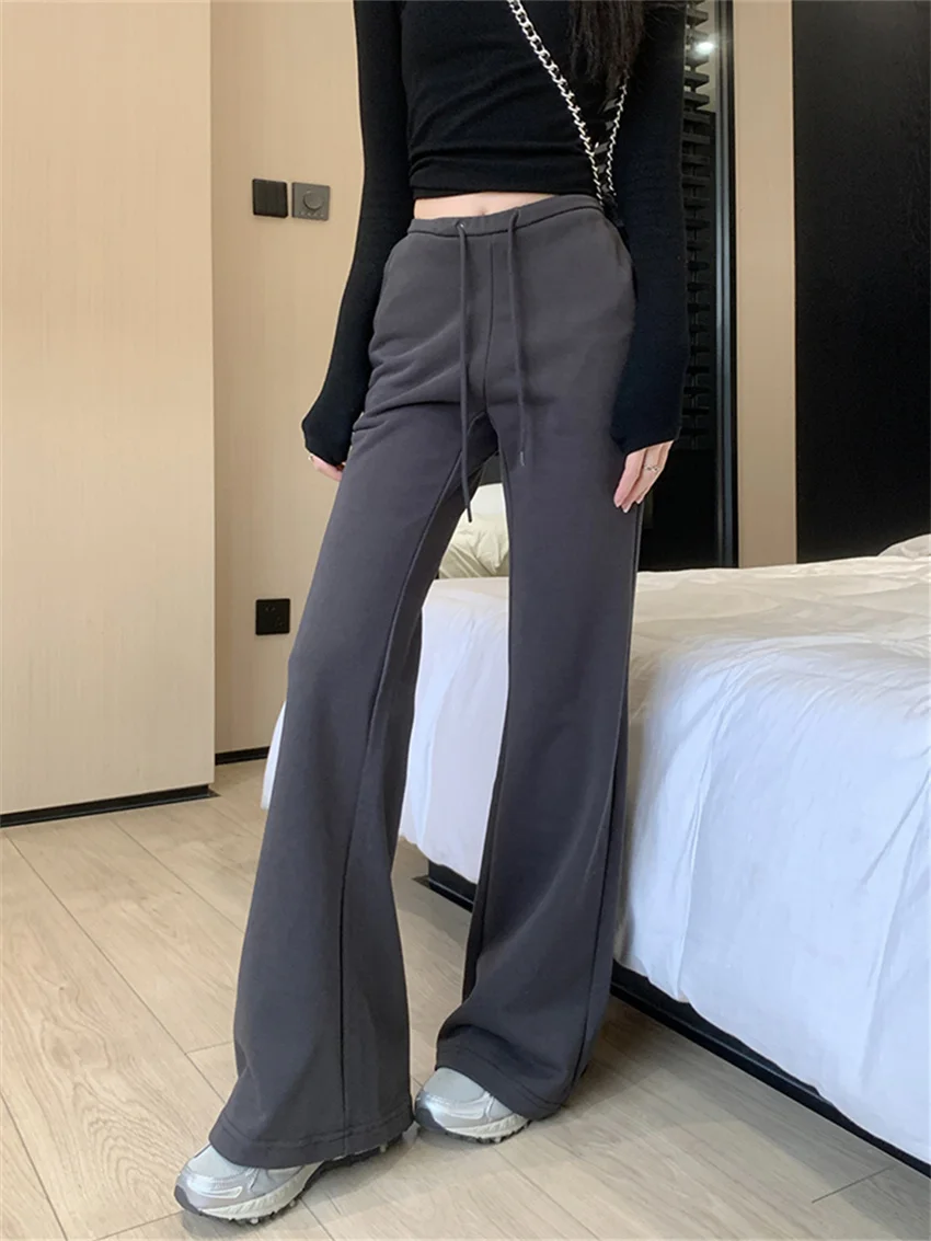 Playmt-mulheres slim flare pants, cintura alta, solto, chique, esportes, escritório, streetwear, casual, novo, verão, 2024