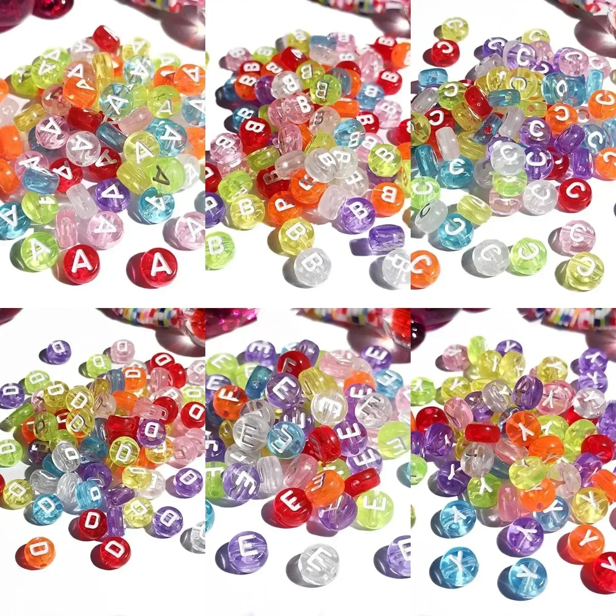 100-500PCS Acrylic 26 A-Z Letter Beads Transparent Colors Alphabet Beads for Jewelry Making Bracelet Necklace DIY Accessories