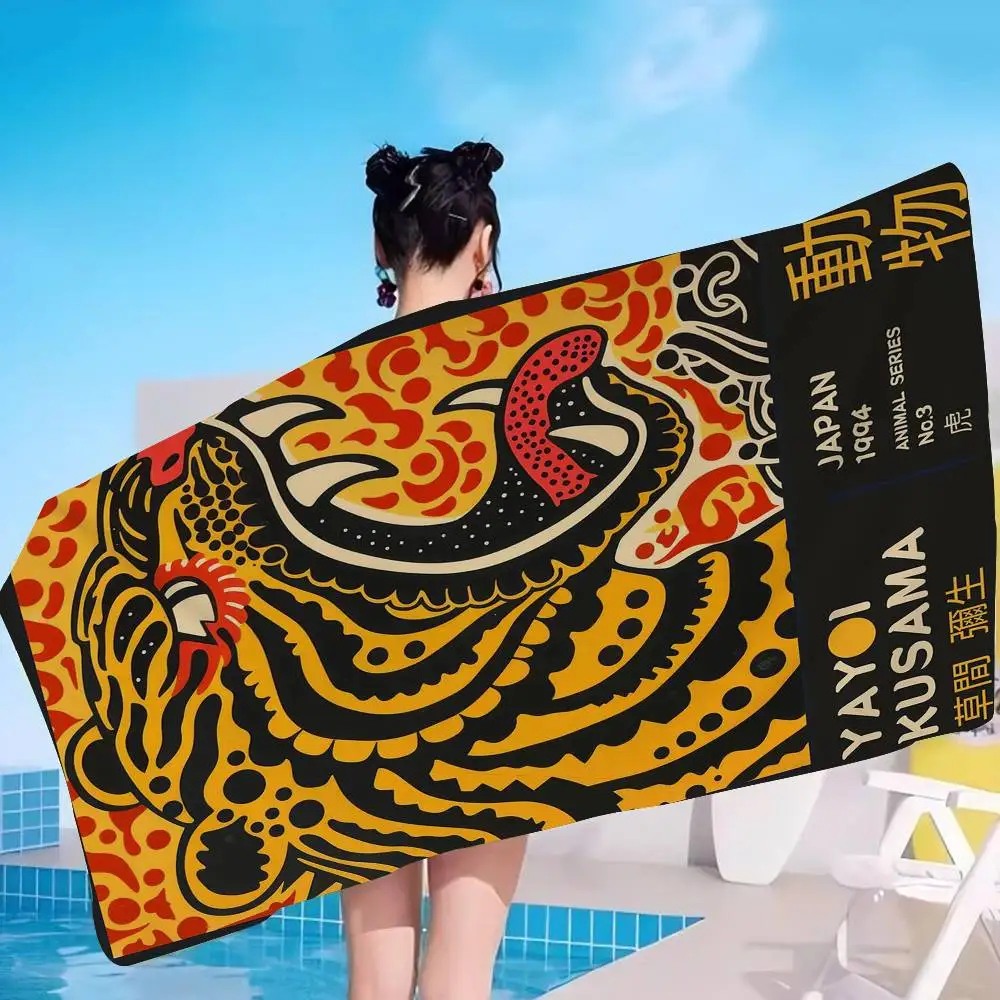 K-Kusamas Y-Yayoi Art Bath Towel Microfiber Soft Water Absorbing Breathable For Girl Kids Decorative Cartoon Beach Towel