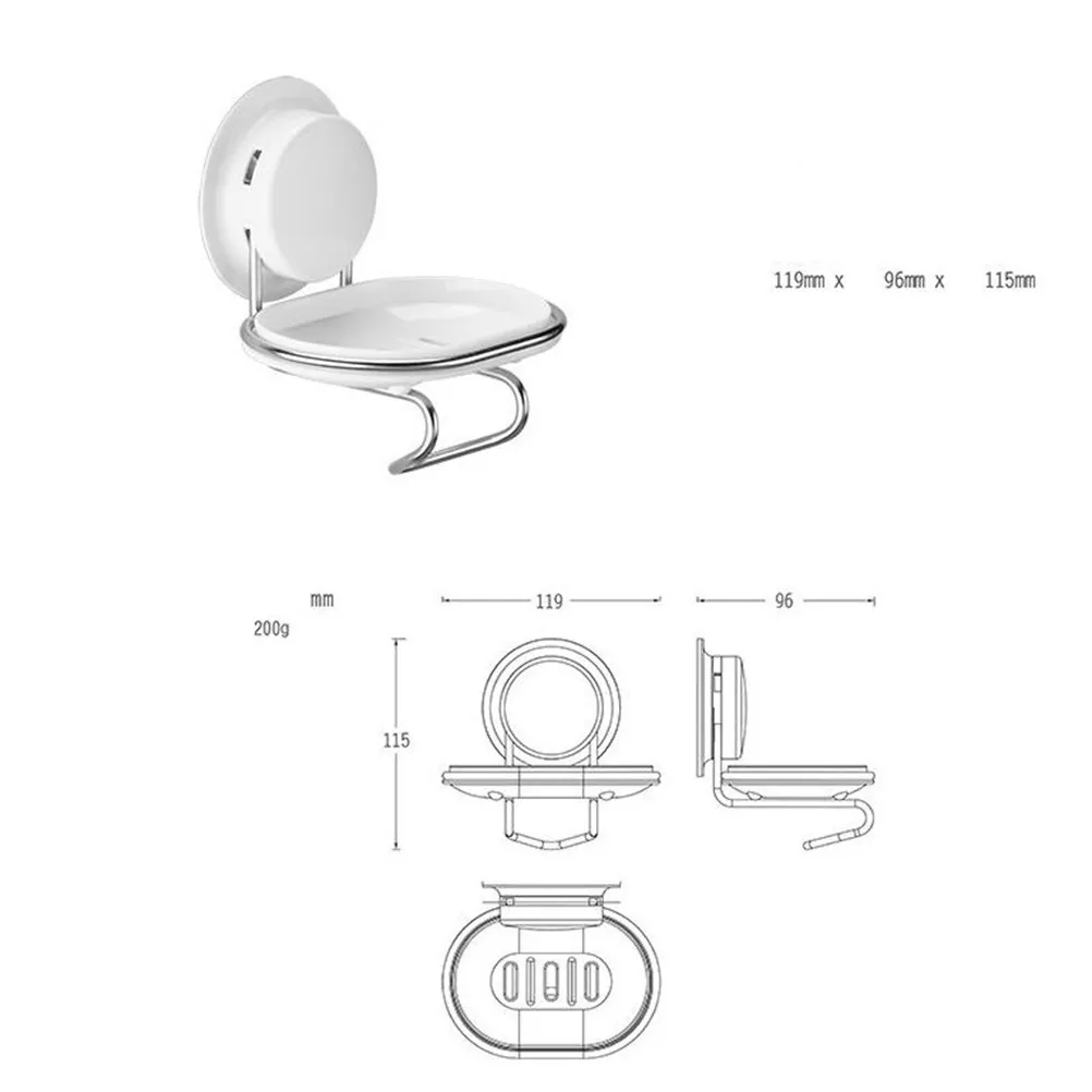 

Suction Cup Soap Dish Holder Plastic Stainless Steel White Minimalist Bathroom Soap Box for Hotel Bathroom Hanging Accessories