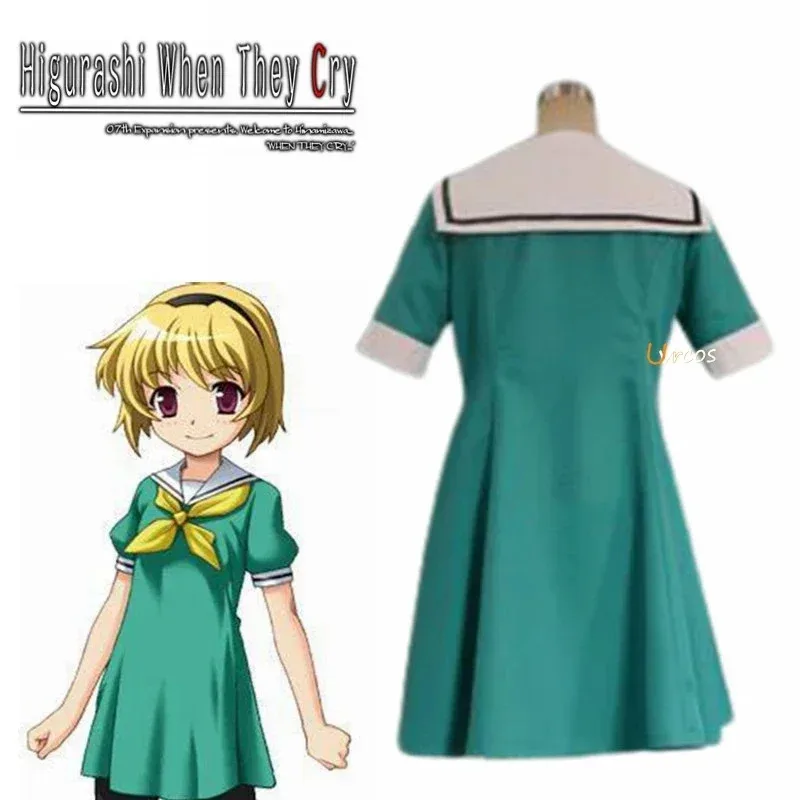 أزياء أنيمي هيغوراشي عندما يبكون هو هو هوجو ساتوكو التأثيرية أزياء بحار خضراء لطيفة مخصصة