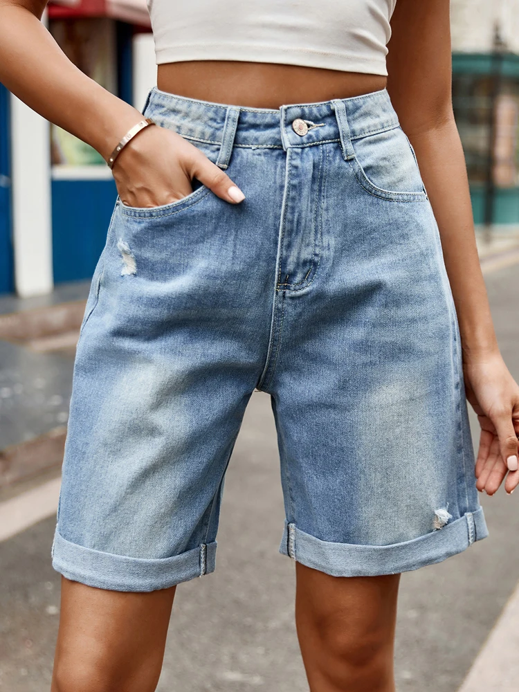 

New Summer Women's Jean Shorts,Casual Jean Shorts,Hole Jean Shorts,Roll Edge Jean Shorts For Ladies,Woman's 2025 Clothing