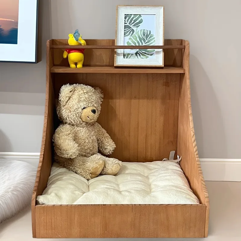 Solid Wood Dog House Cat Bed Small Dog Resting Sleeping Place Comfor Soft Dog Bed Hitats Cat Product House Accessories
