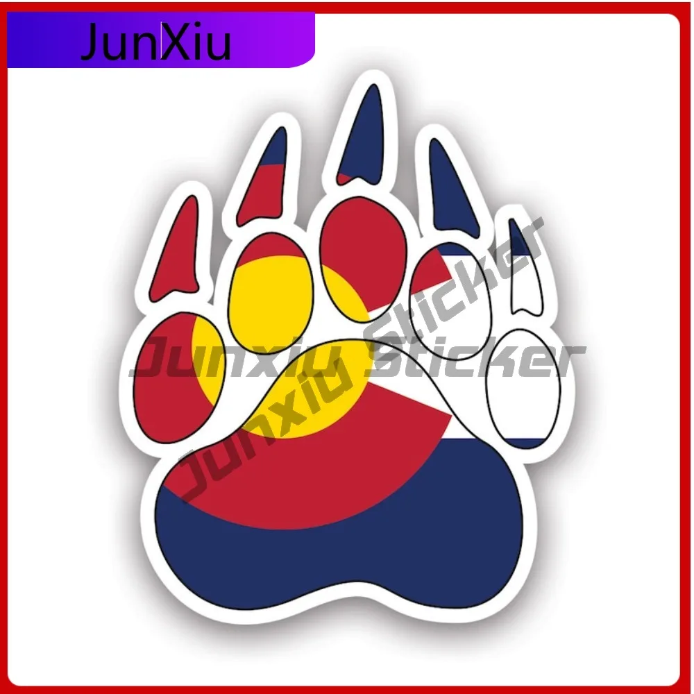 

Colorado State Bear Print Shaped Sticker Creative Decals Uv Protected Grizzly Track Tracks Polar Outdoors Explore Hiking Camping