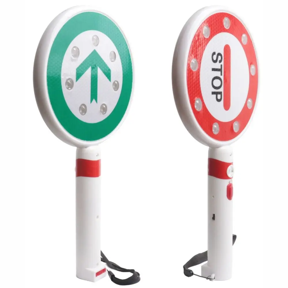 High Quality Reversible Handheld Stop Sign LED Neon Traffic Sign Reflective Anti-shock Stop Go Sign Security