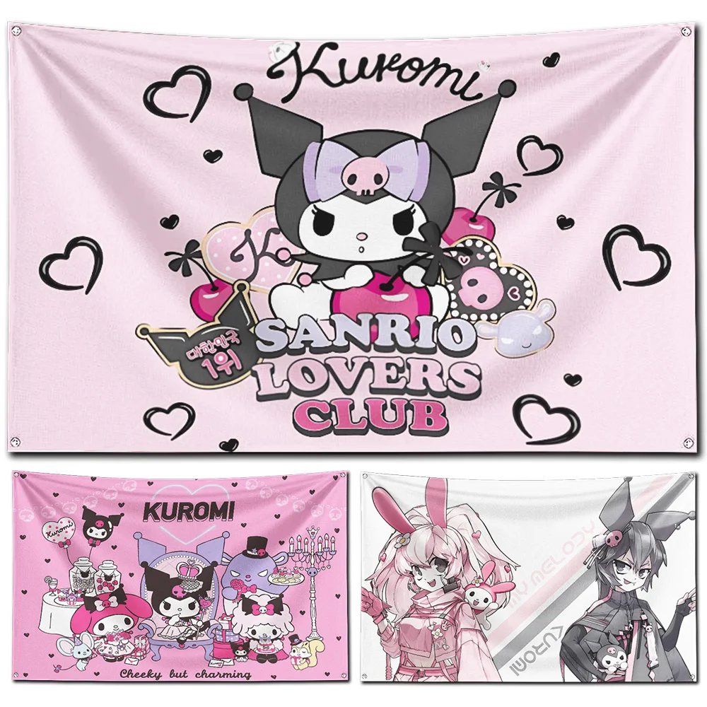 

60x90cm Cartoon Kuromis Party Flag Polyester Digital Printing Banner for Garage Wall Art Out Door Decoration