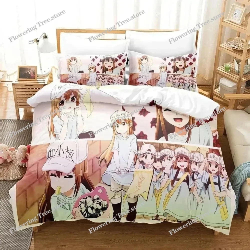 

2025 Cells At Work Bedding Set Single Twin Full Queen King Size Bed Set Adult Kid Bedroom Duvetcover Sets 3D Print Anime Bed Set