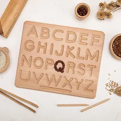 Double Sided Montessori Tracing Board Wooden toy  Uppercase & Lowercase Letters number Educational game toy product