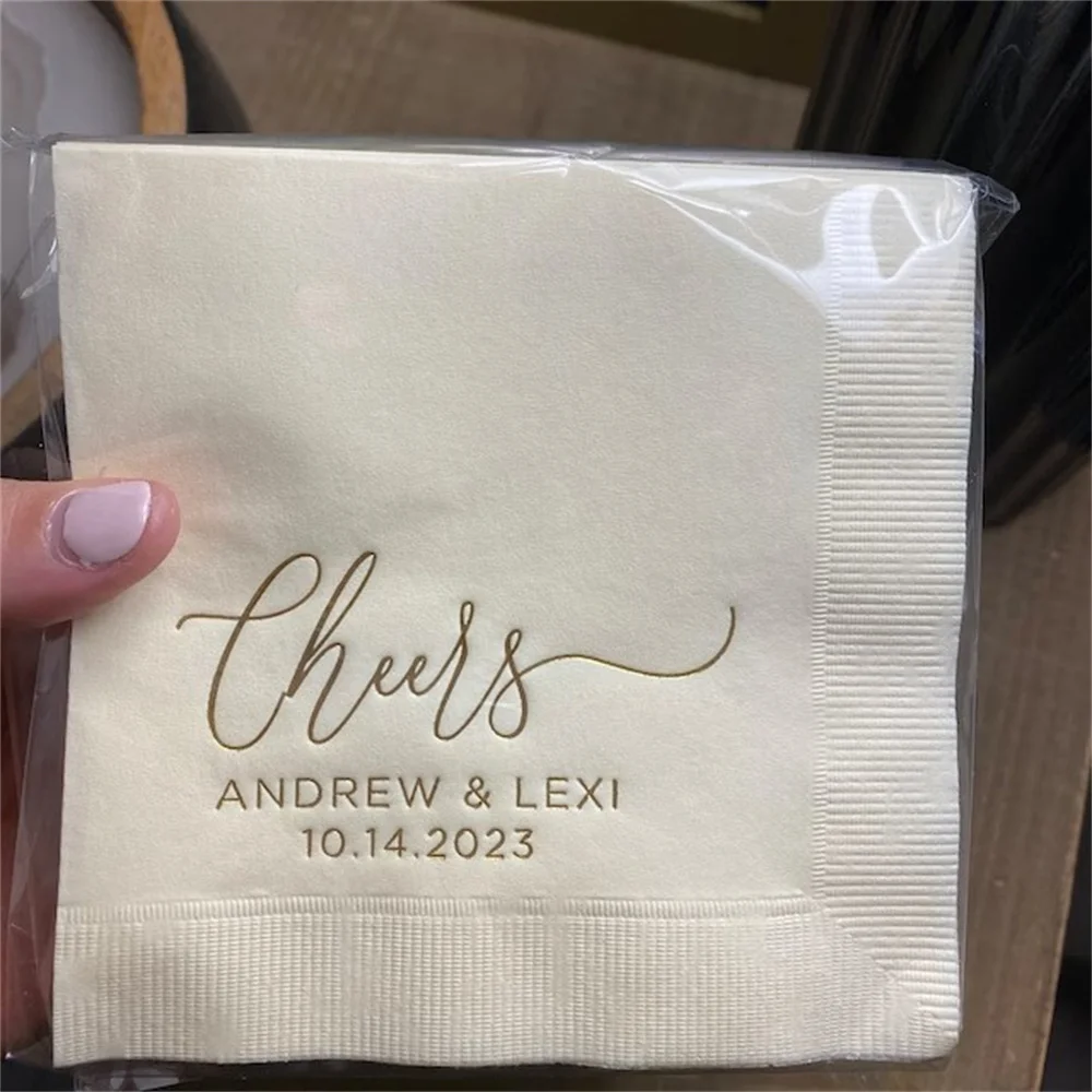 50pcs Personalized Rehearsal Napkins Custom Printed One Day Away Beverage Cocktail Luncheon Dinner Guest Towel Napkins Imprinted