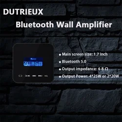 Smart Home Bluetooth Wall Amplifier, Touch Key In Wall Amplificadores, Home Background Music Controller para Banheiro e Cozinha, 4 Canais