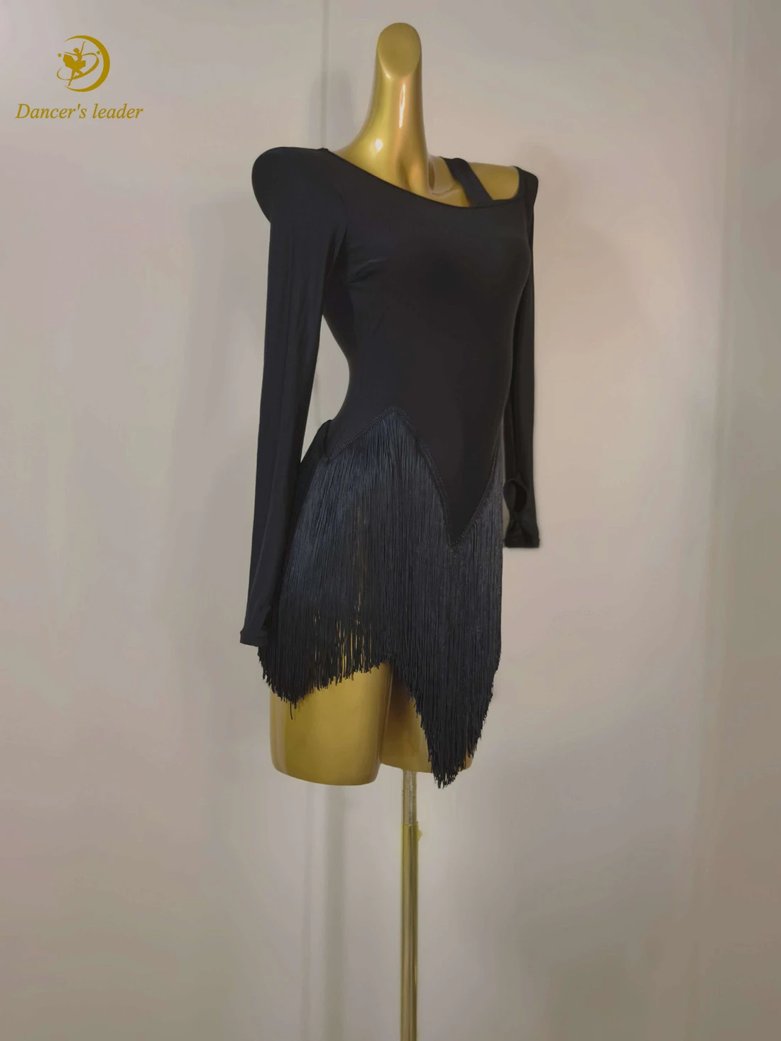 Latin Dance Adult And Children's Dress With High-End Shoulder Straps And Tassel Hem, Perfect For Professional Dance Attire