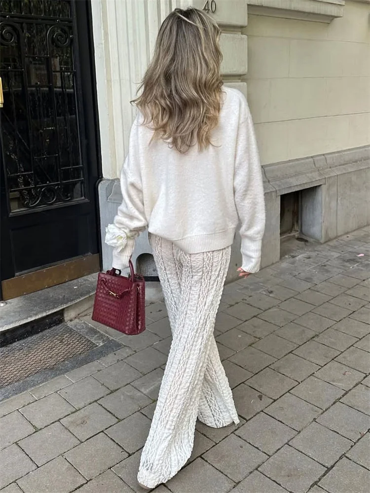 Tossy White Casual Women's Pants High Waist Slim Summer 2025 New Loose Straight Patchwork Pleated Trousers Female Fashion Pants
