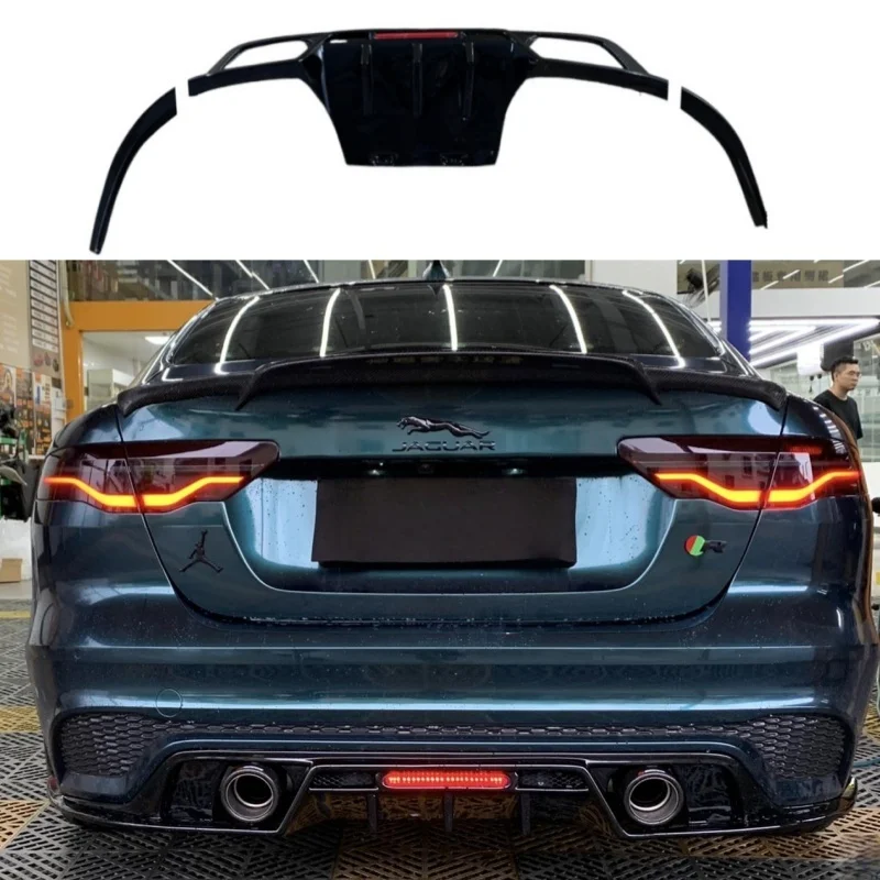 Für 2020 2021 2022 2023 2024 Jaguar XE Gepäck Deckel Auto Spoiler Hinten Stoßstange Diffusor Splitter Körper Kit Dual auspuffrohre