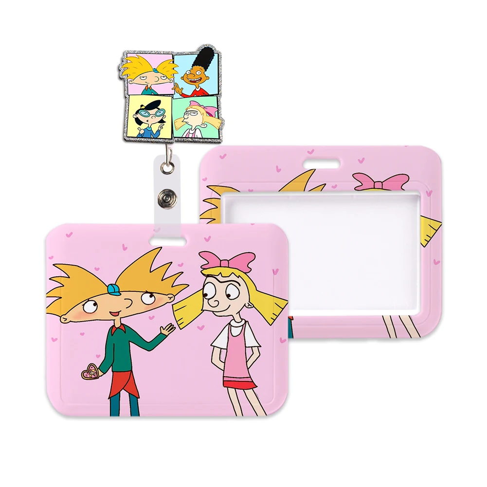 

Hey Arnold Helga Cartoon Horizontal Id Credit Card Cover Bus Card Holder Charm Badge Holder Students Personalized Gift Lanyards