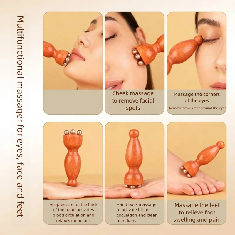 أداة تدليك العين مدلك الوجه الخشب النحاس الصغيرة لوتس العناية بالعين الجسم سبا الوجه الجمال نقطة الوخز أداة العناية بالبشرة