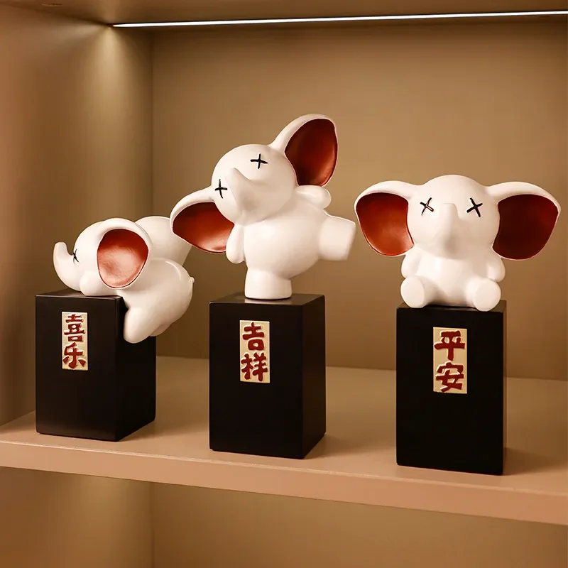 Creative Nordic Elephant Ornament Modern Home Decor for Living Room TV Cabinet Wine Cabinet Entrance Decoration Annual
