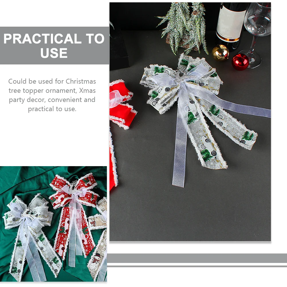 

2Pcs Large Christmas Bows Xmas Tree Topper Ornament Simple Design Delicate Look Reusable Decor Wreath Bow Christmas Bows