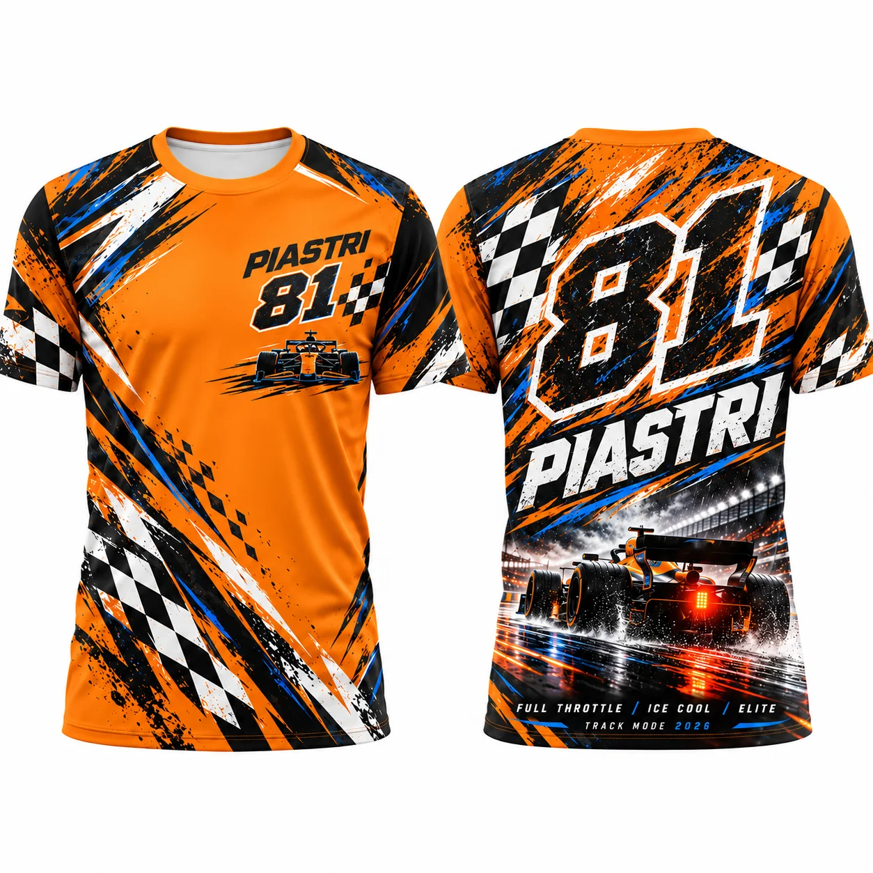 Men Racing No.81 Piastri Checkered Flag Graphic T-Shirt Motorsport Quick Dry Racing Streetwear Tops Racing Suit Kids Clothes ﻿