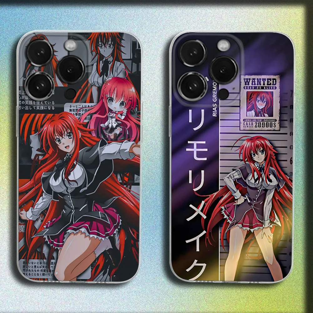 

R-Rias Gremory High School DxD Phone Case For iPhone 16,15,14,13,12,11 Plus,Pro,Max,XR,XS,Plus,SE,Mini Transparent Soft Cover