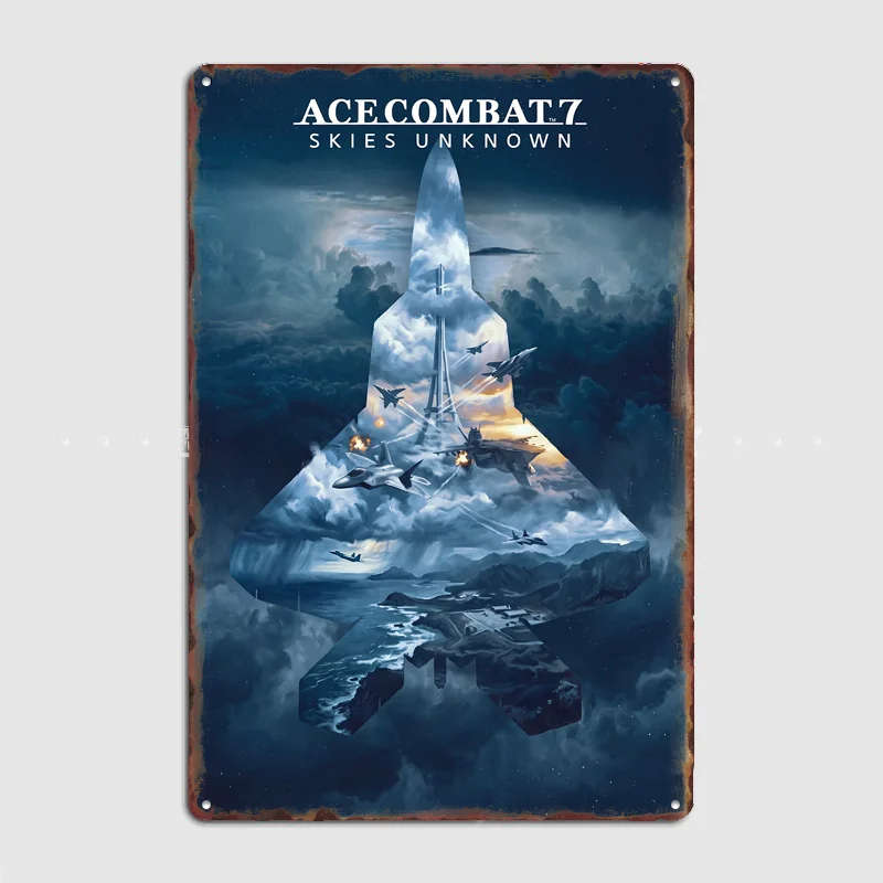 Ace Combat 7 Skies Unknown Poster Metal Posters Sign Bar Club Custom Bedroom Indoor Wall Decor Tin Room Decoration Home Decor