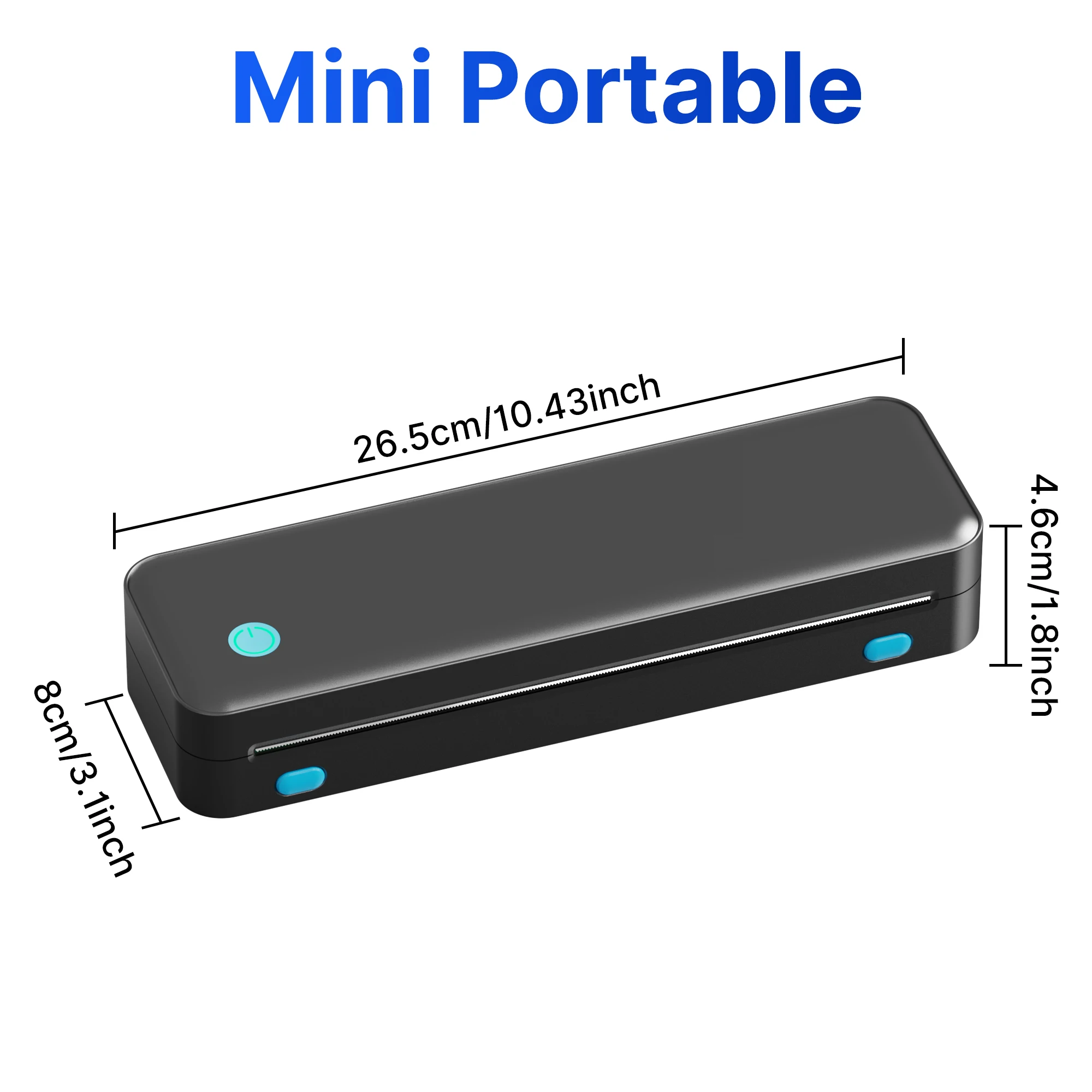 D820 Portable Thermal Printer, Inkless Thermal Printer Supports US Letter & A4 Size, For Business/Office/Home, Compatible with Phone, Tablet & Laptop，Comes With 11roll Thermal Paper.
