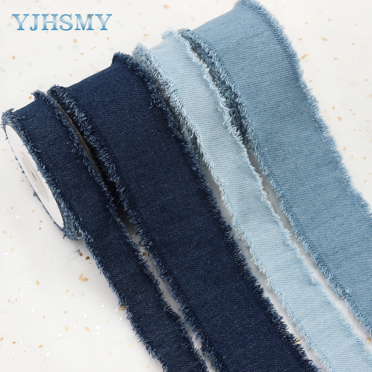 Denim Ribbon Jeans Cloth Fabric Ribbon Handmade Fringe Silk Ribbon for DIY Sewing Crafts Hairclip Bows Clothes Blue Cowboy Decor