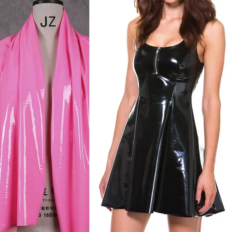 Vestido sin mangas de charol brillante para mujer, vestido plisado sin mangas de látex sintético, minivestido Sexy gótico con cremallera de PVC, corte en A, ropa para discoteca personalizada