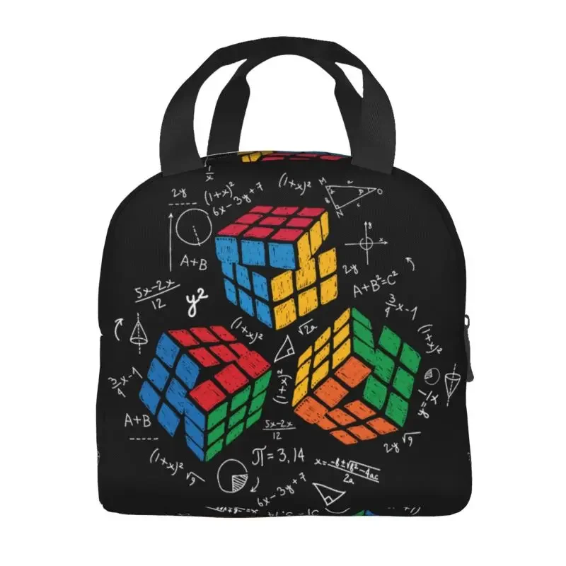 Math Rubiks  Insulated Lunch Bags for Camping Travel Geek Teacher Gift Waterproof Thermal Cooler Bento Box Women Kids