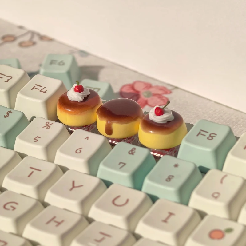 Original süße Kuchen Tastenkappe Kawaii Karamell Pudding Ton Tastenkappen individuelle handgemachte künstlerische Tastenkappen für mechanische Tastatur Geschenke