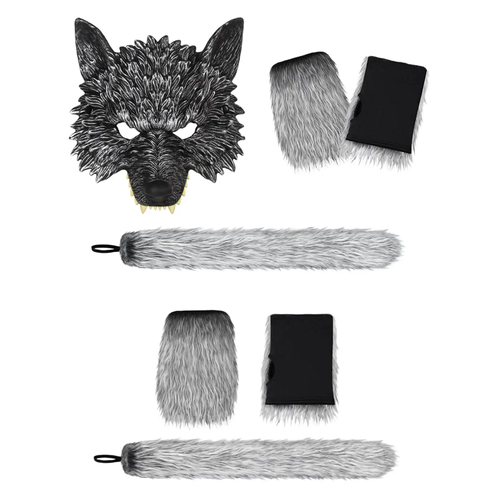 Wolf Tail and Gloves Cosplay for Carnival Party Favor