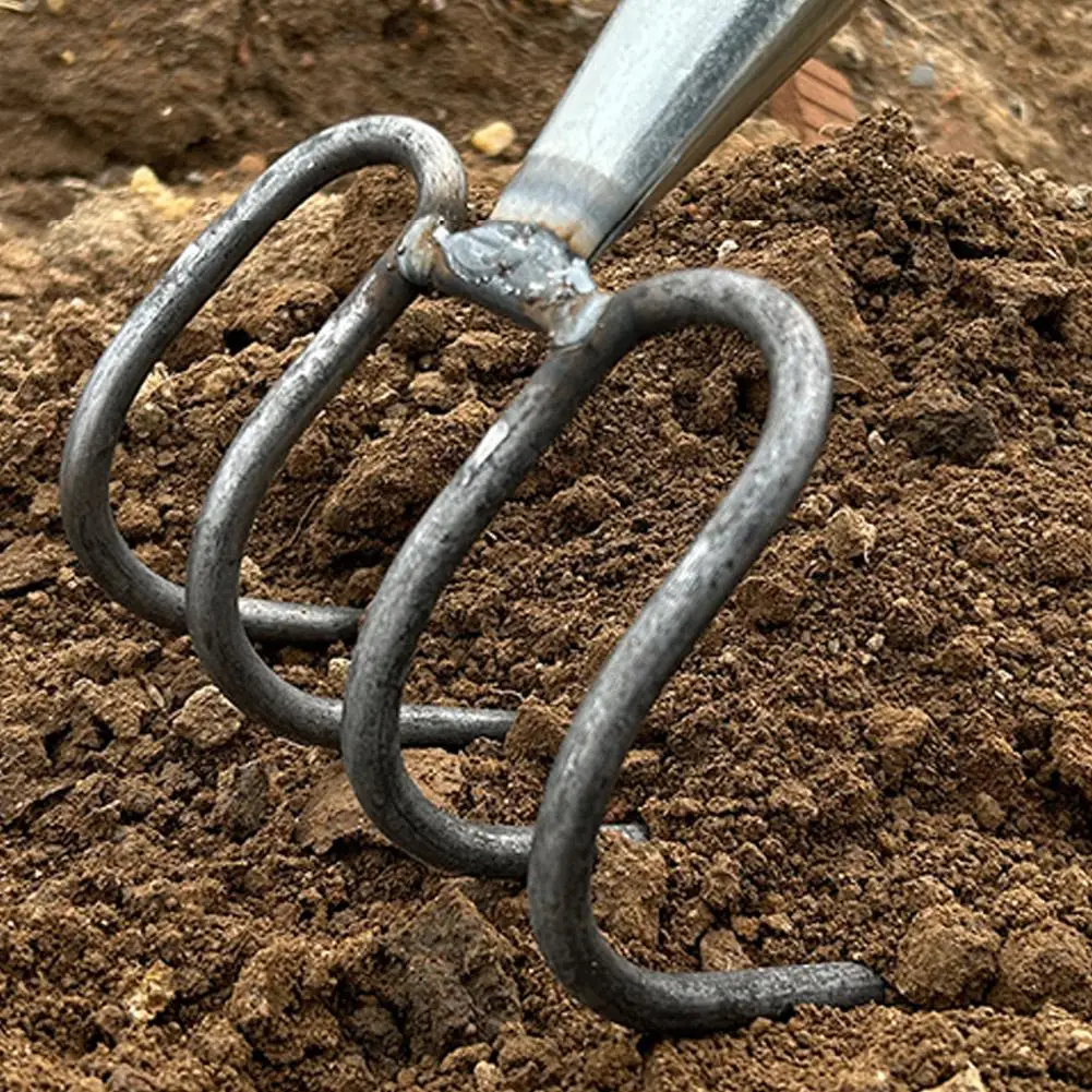 1/2Pcs Outdoor Thickened Garden Rake All-steel Stone Slag Rake, Land Reclamation Site Railway Hoe Peanut Soil Iron Rake Tool