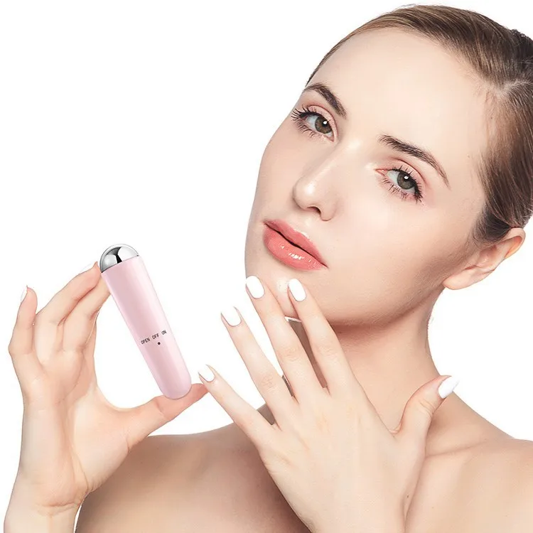 Mini Eye Massager Wand Battery Operated Facial Serum Absorption Tool Metal Massage Head Vibration Face Eye Lip Wrinkle Skin Care
